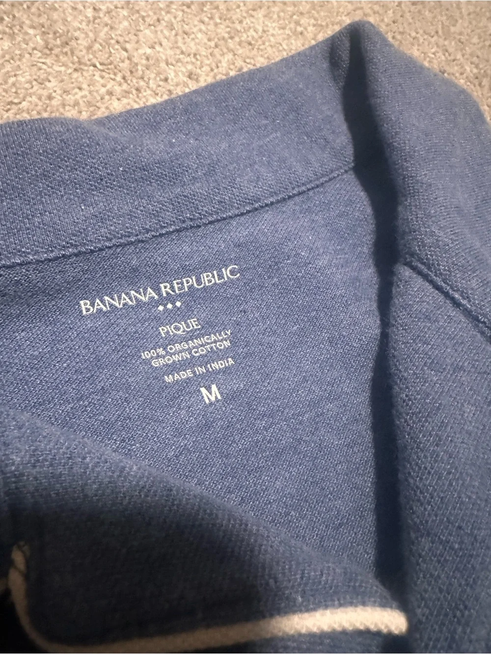 Banana Republic Men's Navy Short-Sleeve Polo with Contrast Piping